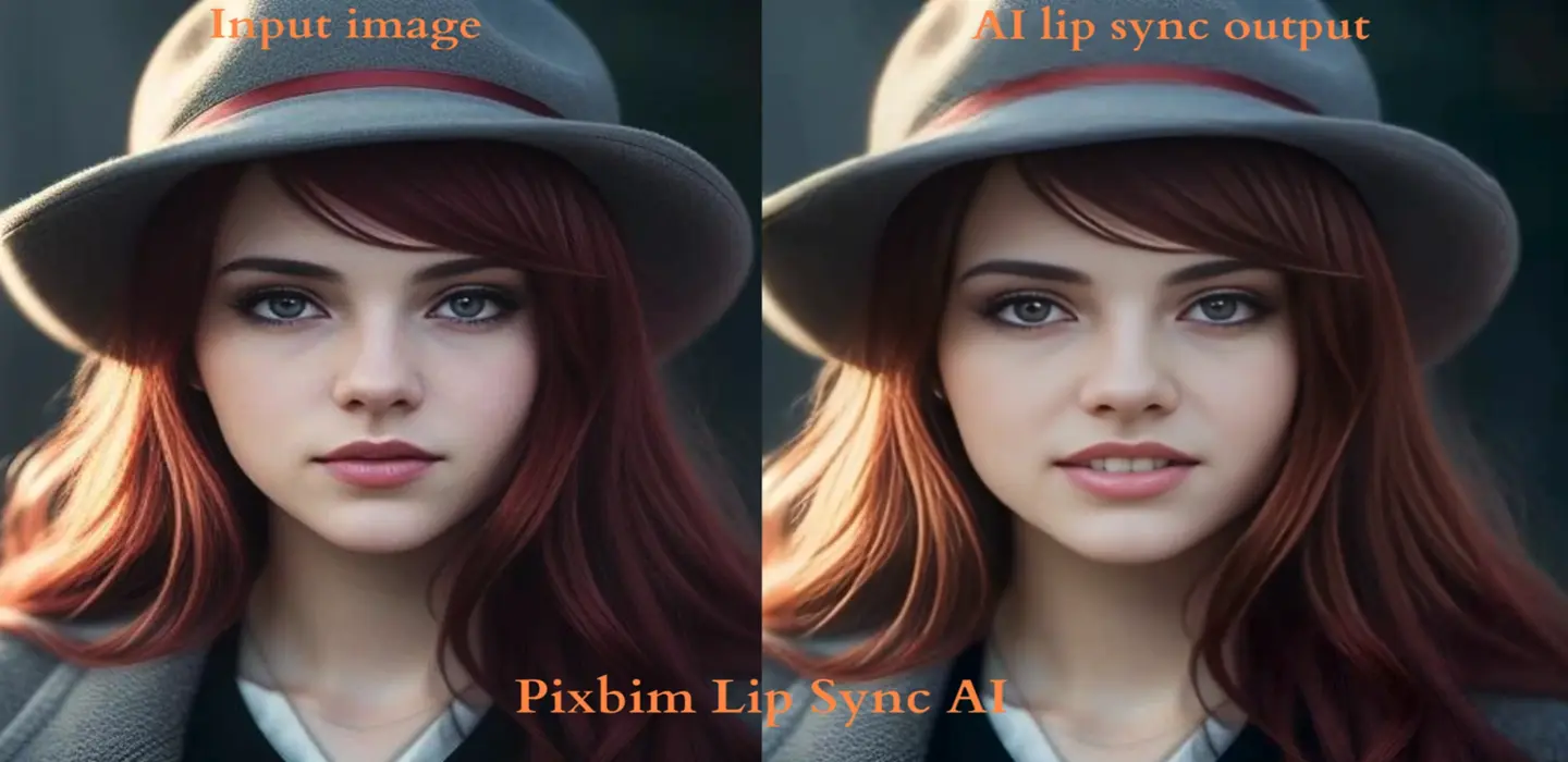 screenshot illustrates input photo at the left side and auto lip sync video with audio at the right side which indicates an auto lip sync output can be obtained using single photo and an audio file