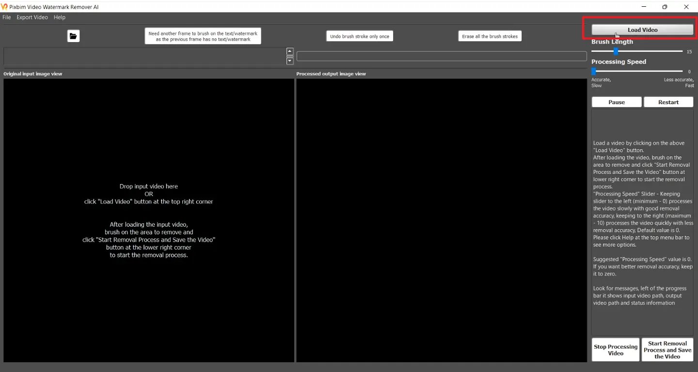Loading Input Video in Pixbim Video Watermark Remover AI