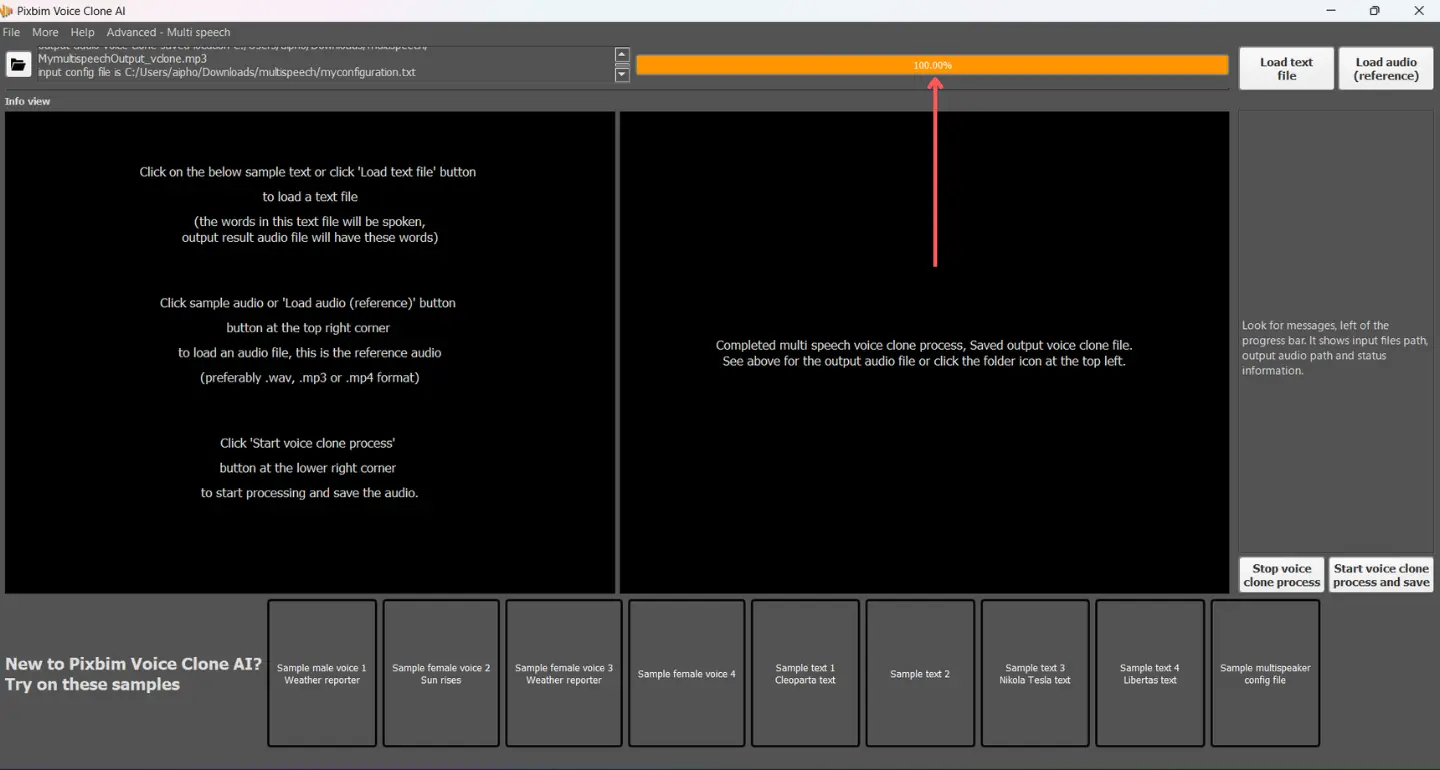 screenshot highlights process is completed and it indicate 100 percent saved