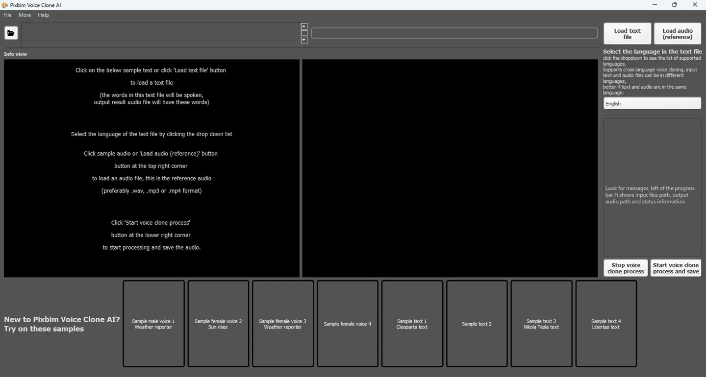 screenshot shows launching of pixbim voice clone ai software